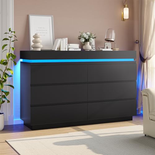 Modern 6 Drawer Dresser with Sliding Desktop, view 2