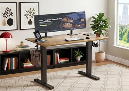 Electric Standing Desk Adjustable Height, 40 x 24 Inches Sit Stand up Desk with Memory Presets & Cable Management, Home Office Desk for Office & Computer Workstation, Black Frame/Rustic Brown Top