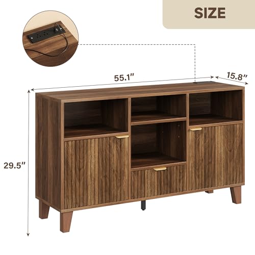Large Round Record Player Stand with Vinyl Record Storage & Charging Station, view 3