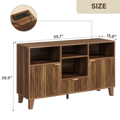 Large Round Record Player Stand with Vinyl Record Storage & Charging Station, view 3