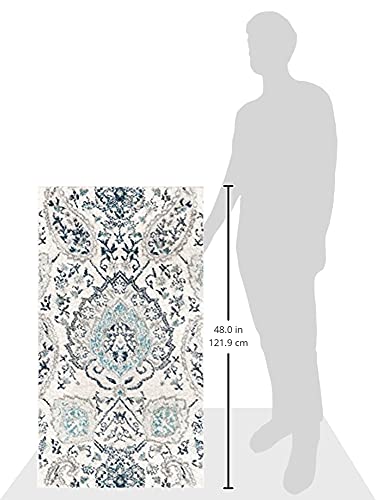 SAFAVIEH Madison Collection Accent Rug - 2'3" x 4', Cream & Light Grey, Glam Paisley Design, Non-Shedding & Easy Care, Ideal for High Traffic Areas in Entryway, Living Room, Bedroom (MAD600C)