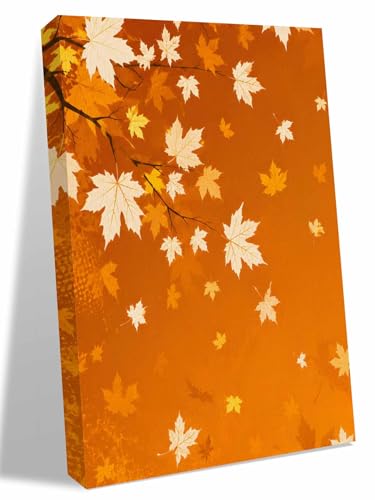 NuYeBiofx Orange Maple Leaf Thanksgiving Canvas Wall Art Prints,30"x20" Framed Picture Artwork Fall Country Leaves Printed Canvas Oil Painting for Living Room Bedroom Office,Ready to Hang