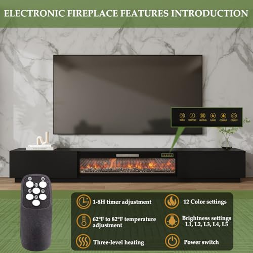 109 Inch Electric Fireplace TV Stand for 100+ Inch TV, view 7