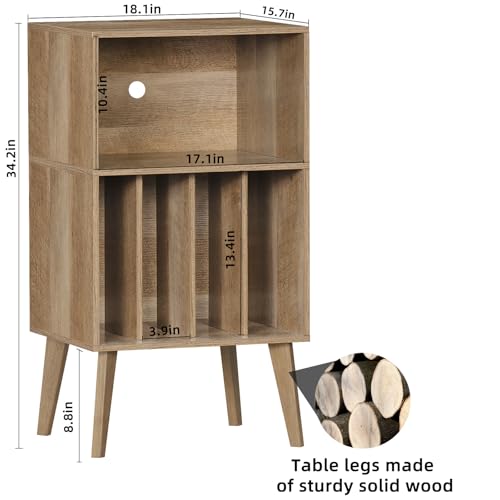 Record Player Stand, Oak Turntable Stand Holds up to 160 Albums, view 4