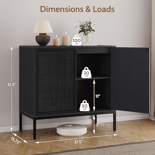 63“ W Black Rattan Cabinet, view 3