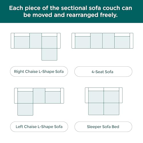 Convertible Modular Sectional Sofa with Ottoman, Sleeper Bed, White | Corduroy Couch, Wood Frame, Free Combination, DayBed, for Living Room Small Space Apartment