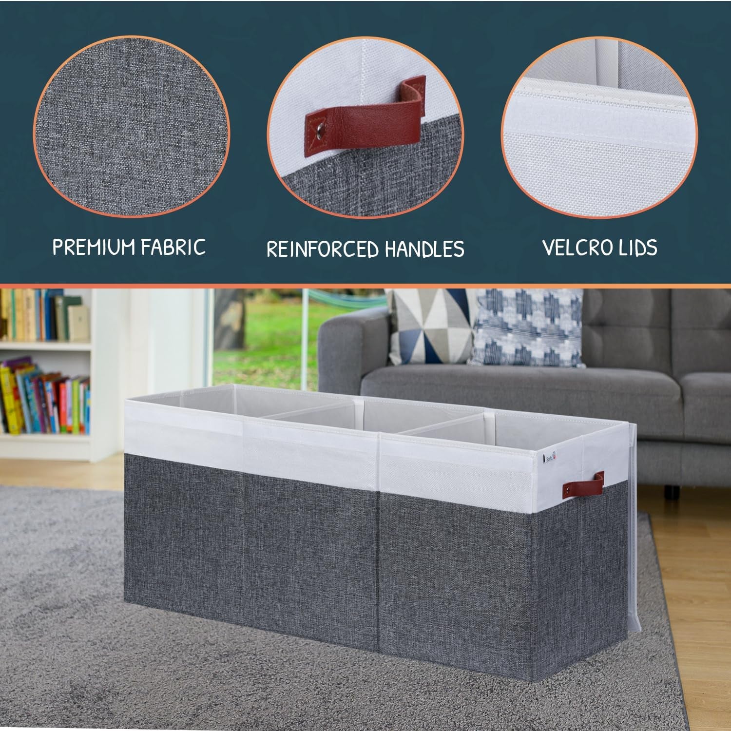 Extra Large Toy Storage Organizer with Lid - Sturdy, Collapsible Toy Chest Storage Box Design - Toys Bin with Dividers for Kids, Nursery, Bedroom, Playroom 37"X16"X14"