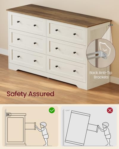 6-Drawer Dresser, Chest of Drawers, 47.2 x 15.7 x 30.7 in, view 7