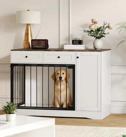 47" Dog Crate Furniture with 2 Drawers & Storage Cabinet, view 2