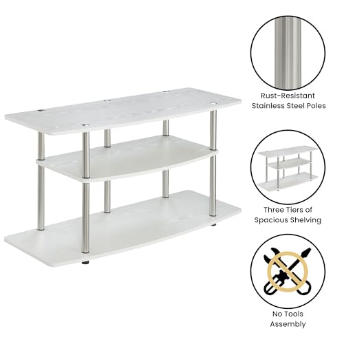 Designs2Go 3-Tier Wide TV Stand, White