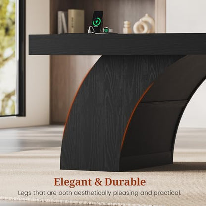 70.9 Inch Executive Desk, Large Office Desk with Power Outlet & Storage Shelves, view 8