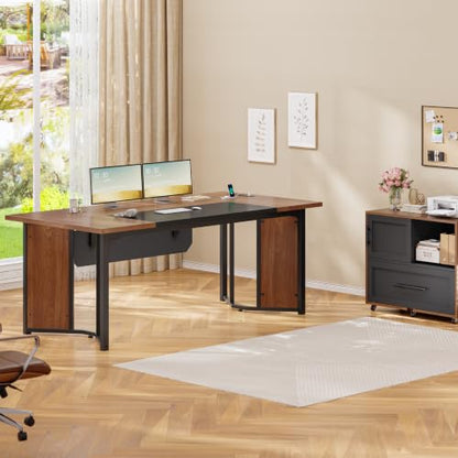 63" Executive Desk with Mobile File Cabinet, Large Office Desk with Drawer, view 5