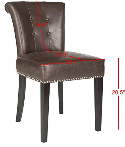Safavieh Mercer Collection Sinclair Antique Brown Leather Ring Dining Chair (Set of 2)