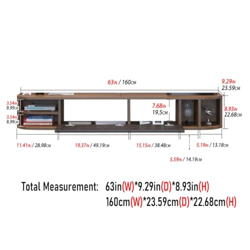 Floating TV Shelf, 63''Modern Floating TV Console, view 3