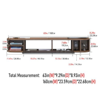 Floating TV Shelf, 63''Modern Floating TV Console, view 3