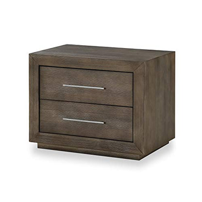 Solid Wood Nightstand, 2-Drawer with USB, Melbourne - Dark Pine