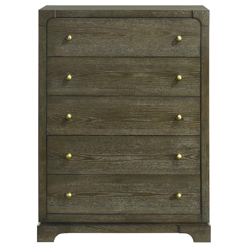 Coaster Home Furnishings Gran Park Modern Classic Wood 5-Drawer Bedroom Chest of Drawers Chiffonier Clothing Storage Cabinet Bedroom Armoire Tall Dresser Organizer Unit Dark Cocoa 224935