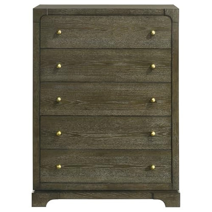 Coaster Home Furnishings Gran Park Modern Classic Wood 5-Drawer Bedroom Chest of Drawers Chiffonier Clothing Storage Cabinet Bedroom Armoire Tall Dresser Organizer Unit Dark Cocoa 224935