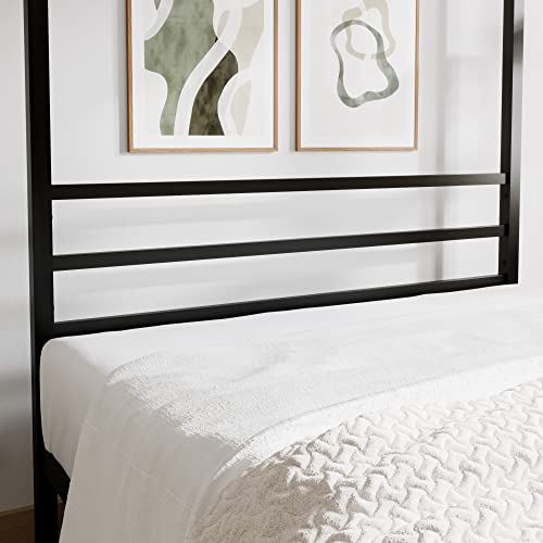 Queen Size Metal Canopy Bed Frame, Heavy-Duty Support, Black, view 5