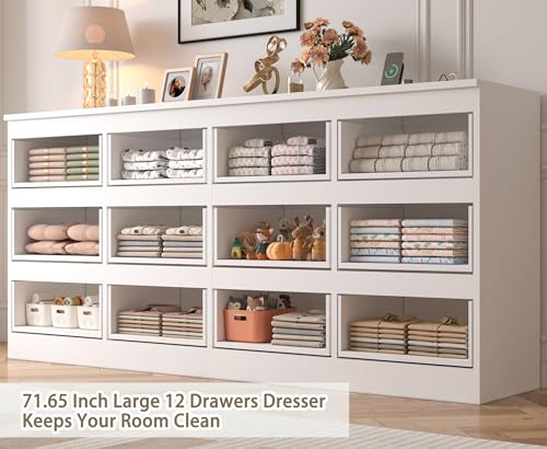 71.65 INCH 12 Drawers Dresser with Power Outlet, view 4