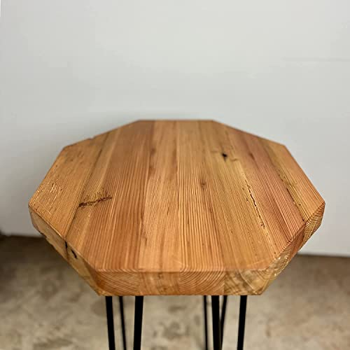 Reclaimed Wood Hairpin Leg Table | 16" Rustic Small Barnwood Tables Hair Pin Legs Side Table, Plant Stand, End Table, Nightstand (Early American, 16" Leg Height)