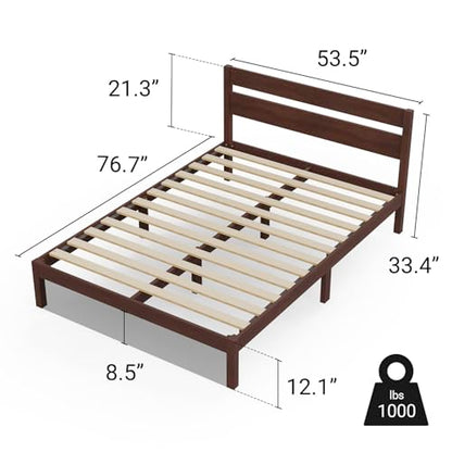 Classic Walnut Platform Bed with Storage, Easy Assembly, view 4