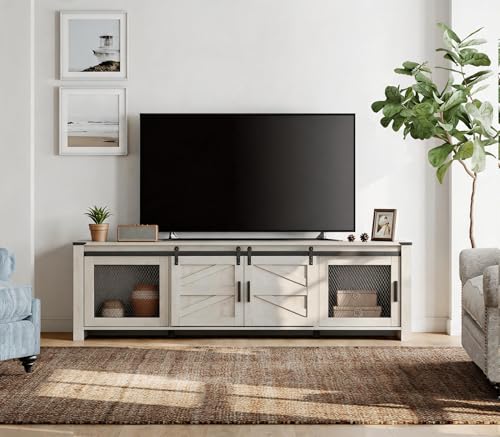 Farmhouse TV Stand for 75" TV, Antique White, view 2
