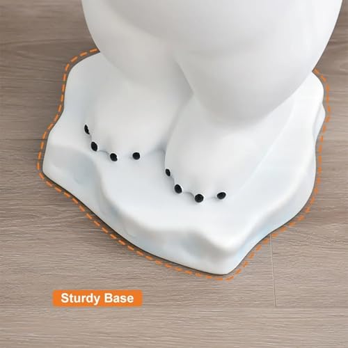 White Bear Side Table with 2-Tier Gold Trays, Modern Animal Sculpture End Table, Decorative Accent Table for Living Room, Bedroom, Nursery & Home Décor