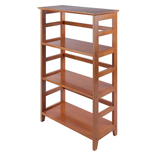 Studio 3-Tier Bookshelf, 42" in Honey Pine, Classic Display Bookcase, Functional & Stylish Shelving Unit for Convenient Home Storage in Living Room, Bedroom, Office, Dorm