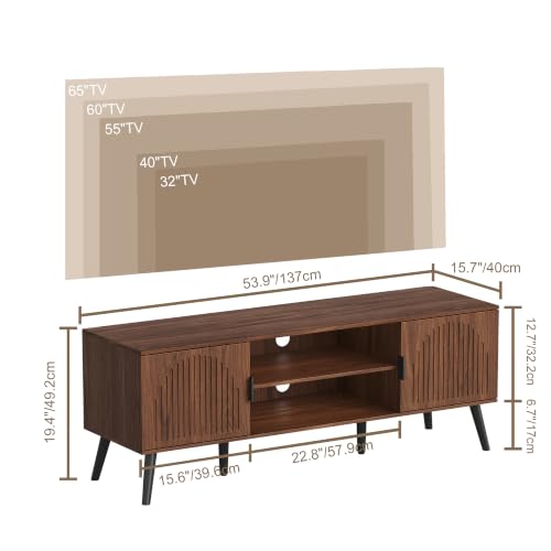 TV Stand with Open Shelves for 55/60 Inch TVs, Mid Century, view 3