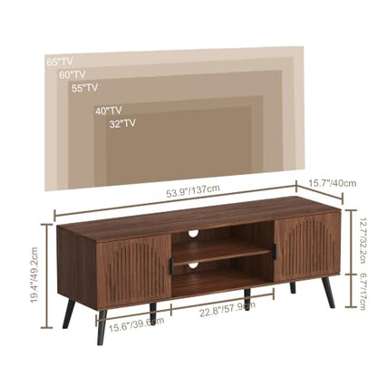 TV Stand with Open Shelves for 55/60 Inch TVs, Mid Century, view 3