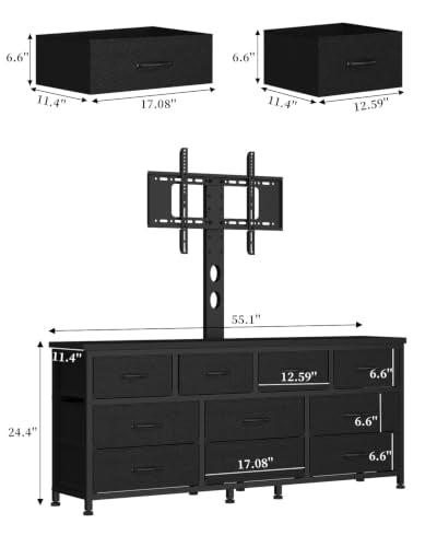 10 Drawer Dresser TV Stand with Mount, Media Console for 75" TV, view 4