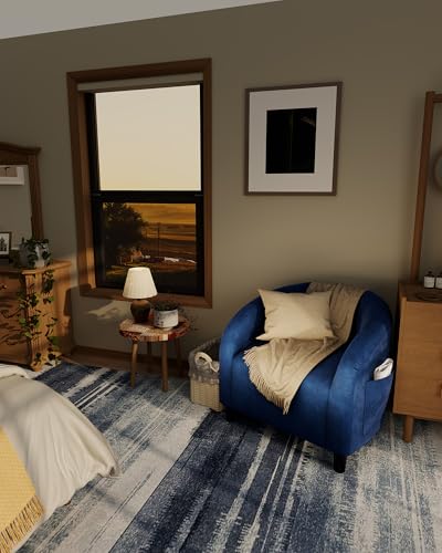 Accent Chair for Living Room Barrel Club Chair with Soft Padded Seat & Sturdy Legs for Bedroom Waiting Room Reception Chairs - Blue