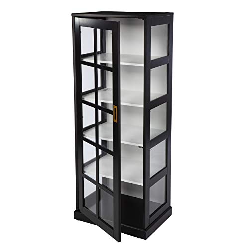 24 inches Long Burland Tall Curio Cabinet, Game Room with Open Concept Living Space Transitional Style, Black
