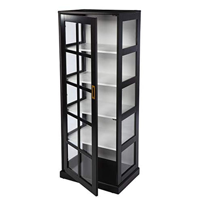 24 inches Long Burland Tall Curio Cabinet, Game Room with Open Concept Living Space Transitional Style, Black