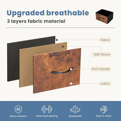 Nightstand, Bedside Table with 4 Fabric Drawers, view 6