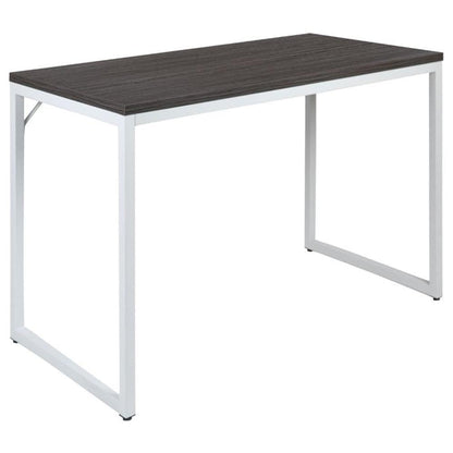 Kimberly Tiverton Industrial Modern Desk-Rustic Gray/White Commercial Grade Computer Desk-47" Sturdy Home Office Desk-Writing Desk