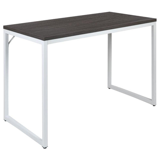Kimberly Tiverton Industrial Modern Desk-Rustic Gray/White Commercial Grade Computer Desk-47" Sturdy Home Office Desk-Writing Desk