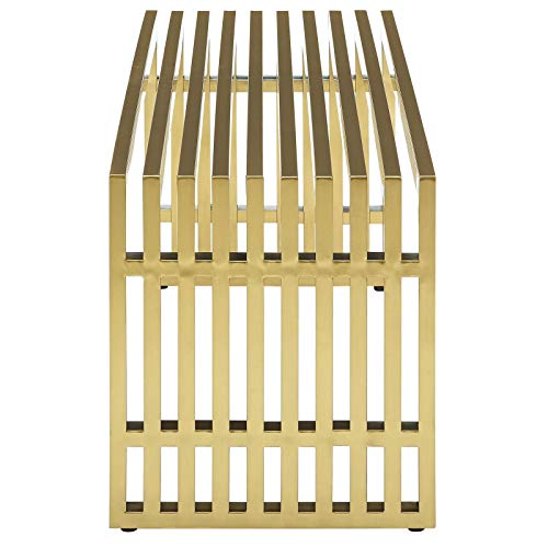 Gridiron Contemporary Modern Gold Stainless Steel Medium Bench, 46.5"