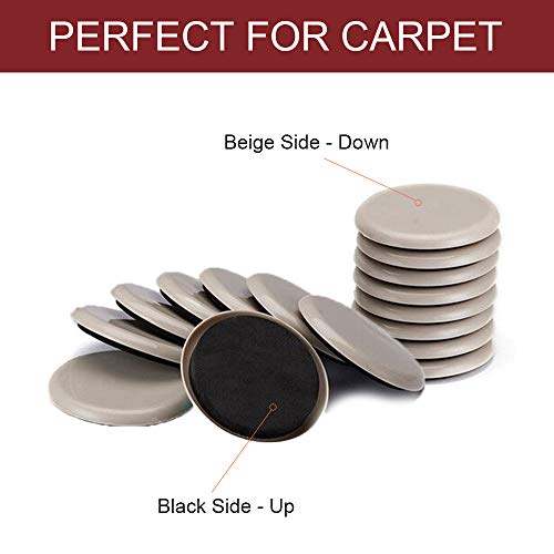 Furniture Sliders for Carpet - 20 PCS Heavy Duty Moving Pads 3 1/2" - Sliders for Furniture on Carpet, Reusable Furniture Moving Sliders for Easy Glide