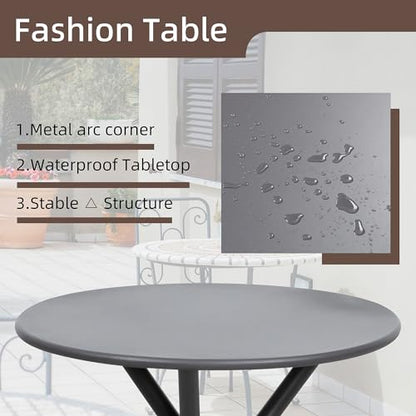 3 Pieces Patio Bistro Sets, Outdoor Textilene Fabric Conversation Bistro Set, Textilene Fabric Front Porch Chairs Small Patio Furniture Set with Table for Lawn,Garden,Balcony (Grey)