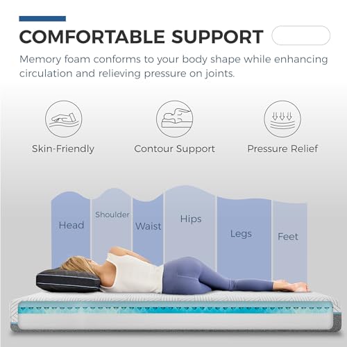 FATHOM Medium Queen Mattress 10 Inch Memory Foam Mattress Queen Size Bed, view 5