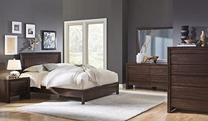 Solid Wood Platform Bed, King, Element - Chocolate Brown