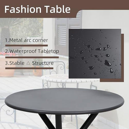 3 Pieces Patio Bistro Sets, Outdoor Textilene Fabric Conversation Bistro Set, Textilene Fabric Front Porch Chairs Small Patio Furniture Set with Table for Lawn,Garden,Balcony (Black)
