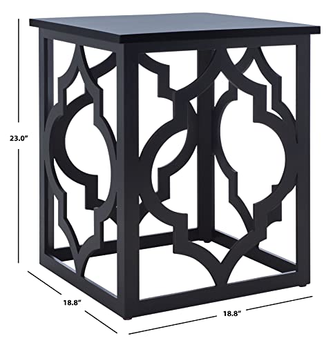 SAFAVIEH Home Collection – Milo Black Trellis End Table, Quatrefoil Open Frame Accent Table, Fully Assembled (AMH1508E)