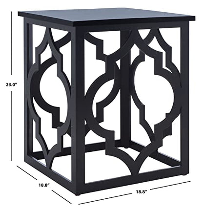 SAFAVIEH Home Collection – Milo Black Trellis End Table, Quatrefoil Open Frame Accent Table, Fully Assembled (AMH1508E)