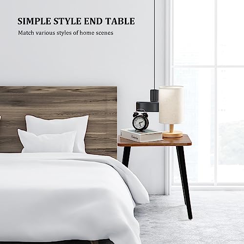 Short Side Table, Small Wood End Table Living Room, Mini Bed Side Table Modern Accent Nightstand with Solid Wood for Bedroom Office Small Spaces, Rustic Brown