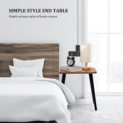 Short Side Table, Small Wood End Table Living Room, Mini Bed Side Table Modern Accent Nightstand with Solid Wood for Bedroom Office Small Spaces, Rustic Brown