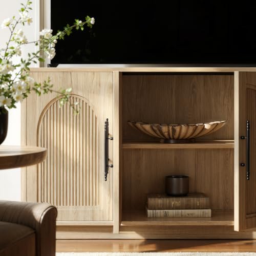 67IN Natural Oak Fluted Sideboard Buffet Cabinet with Storage, view 7