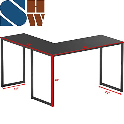 Mission 48 x 48 L-Shape Home Office Computer Desk, Black, view 4